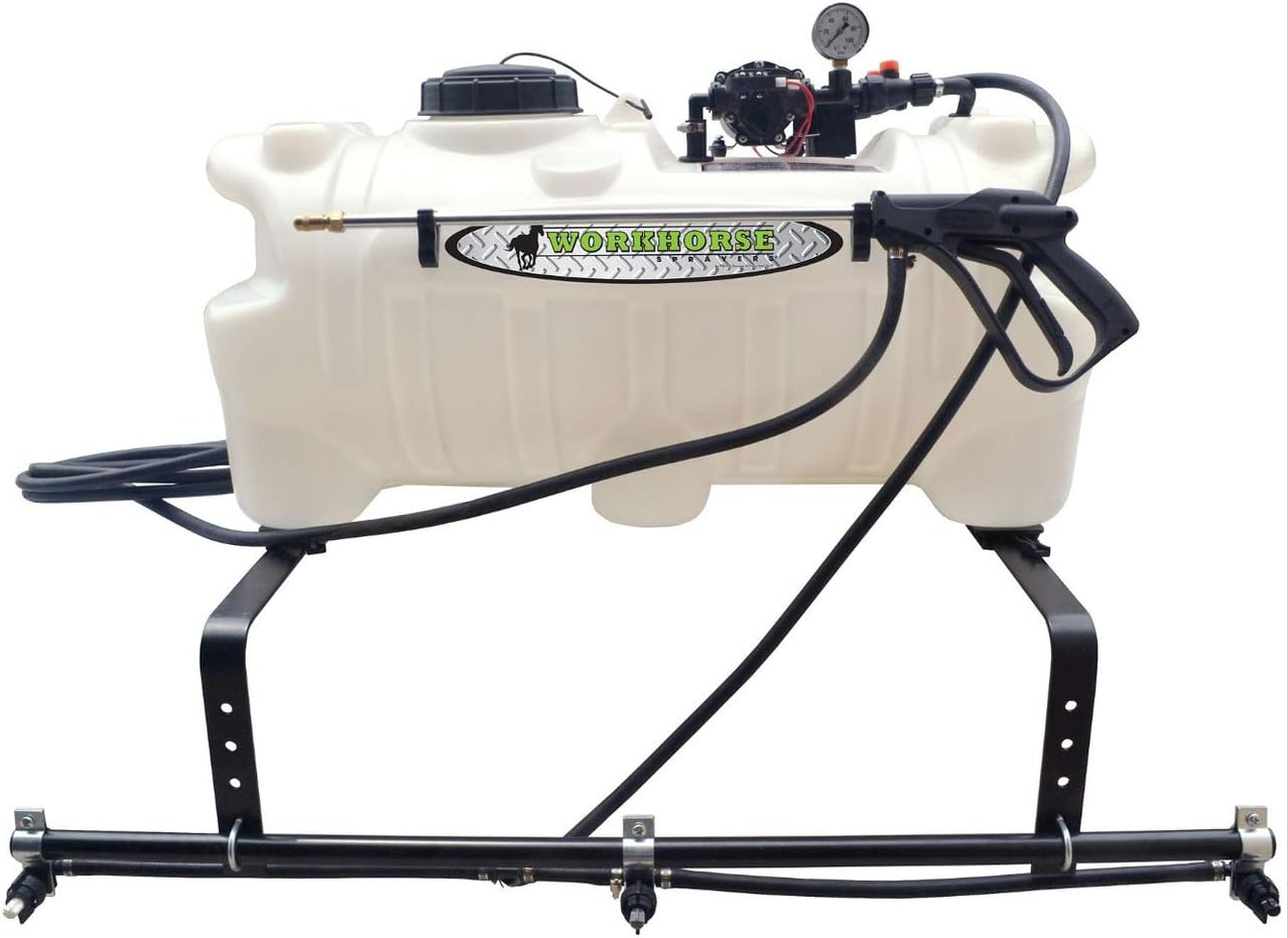 Workhorse ATV Spot Sprayer with 25 Gallon Polyethylene Tank, 3 Nozzle Boom, 15ft. Hose, 18 inch Spray Wand, 60 PSI, 12 Volt Pump - 2.2 GPM ATV2503