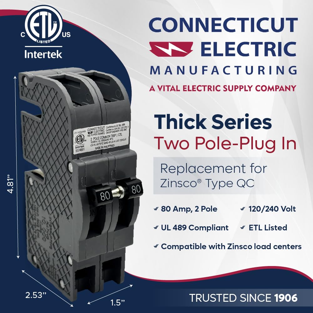 UBIZ280-New Zinsco QC80 Replacement. Two Pole 80 Amp Thick Series