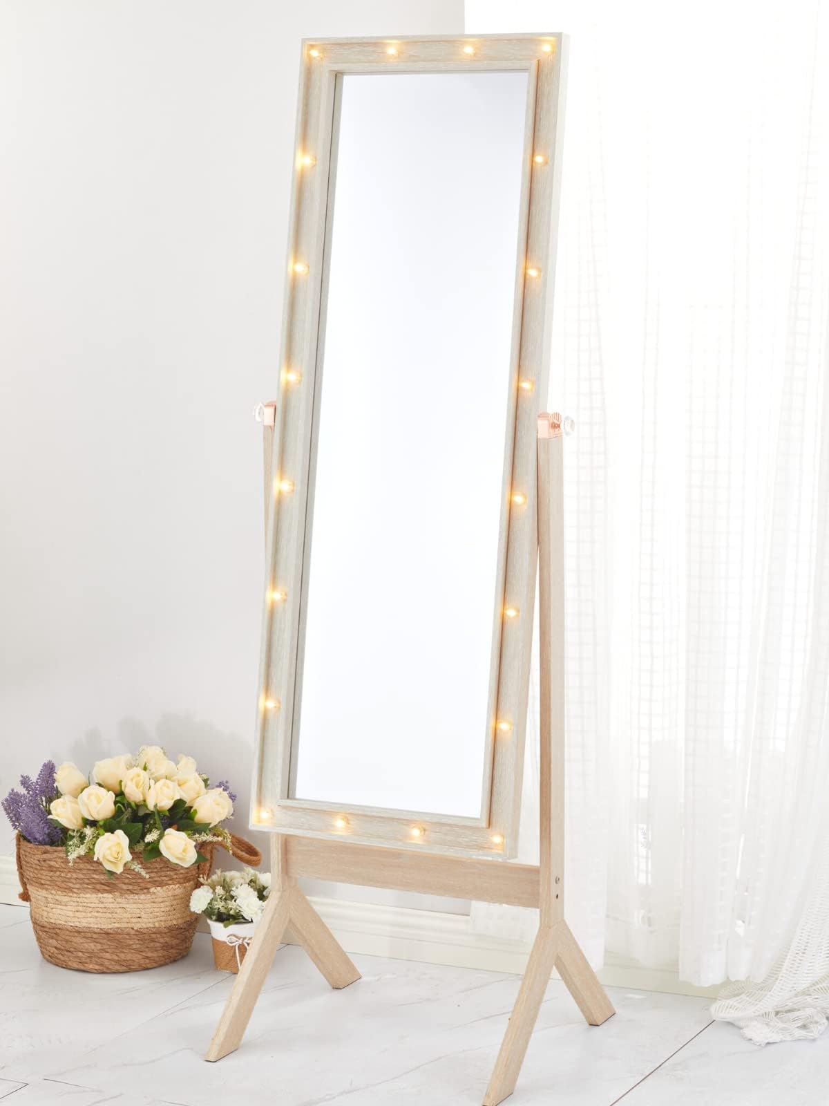 ORE International 20-in W X 30.0-in H Oval Cherry Framed Floor Mirror