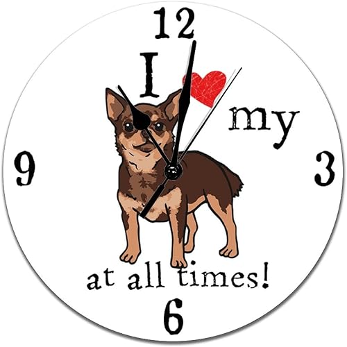 Reloj de pared de PVC de 10 pulgadas con texto en inglés "I Love My Dogs at All Times", reloj de pared con pilas para decoración de perro, moderno y