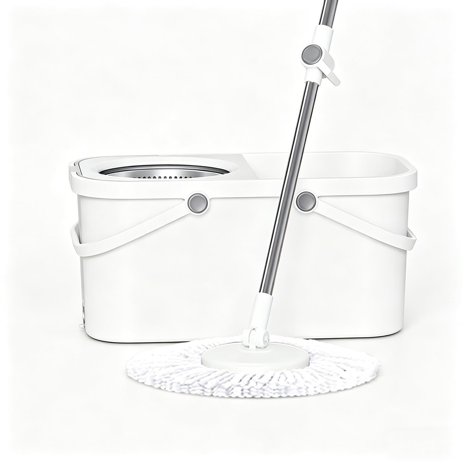 IUYIXWFP Spin Mop and Bucket Set for Home - Self-Wringing Floor Cleaning System - Extra 2PC Washable Microfiber Mop Heads Refills for Floor Cleaning of Hardwood,B