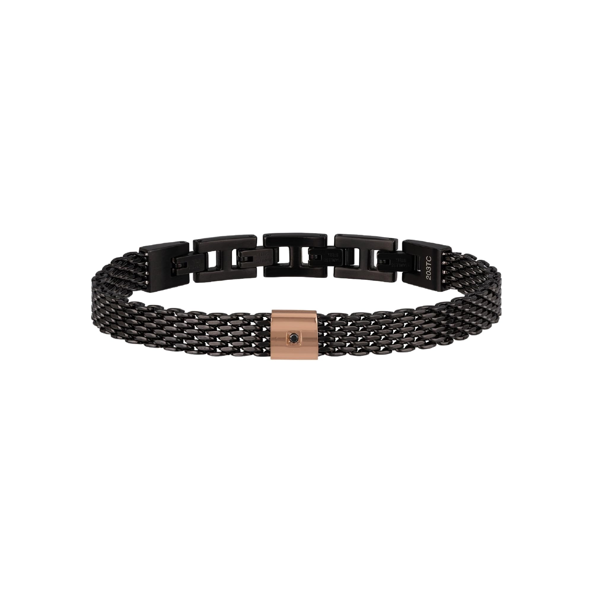 Breil, Collezione Black Diamond, Bracciale Uomo in Acciaio, con Diamante Naturale, Pratica Chiusura a Moschettone, Idee Regalo Uomo, Lunghezza Regolabile 17.5-22 cm