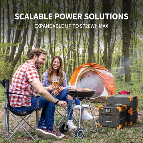 Image of PECRON E2400LFP 2048Wh /2400W with Two 3840Wh Extra Batteries Expandable to 9728Wh, Fast Charging in 1.5 Hrs for Emergencies, Camping, RV, Home Use