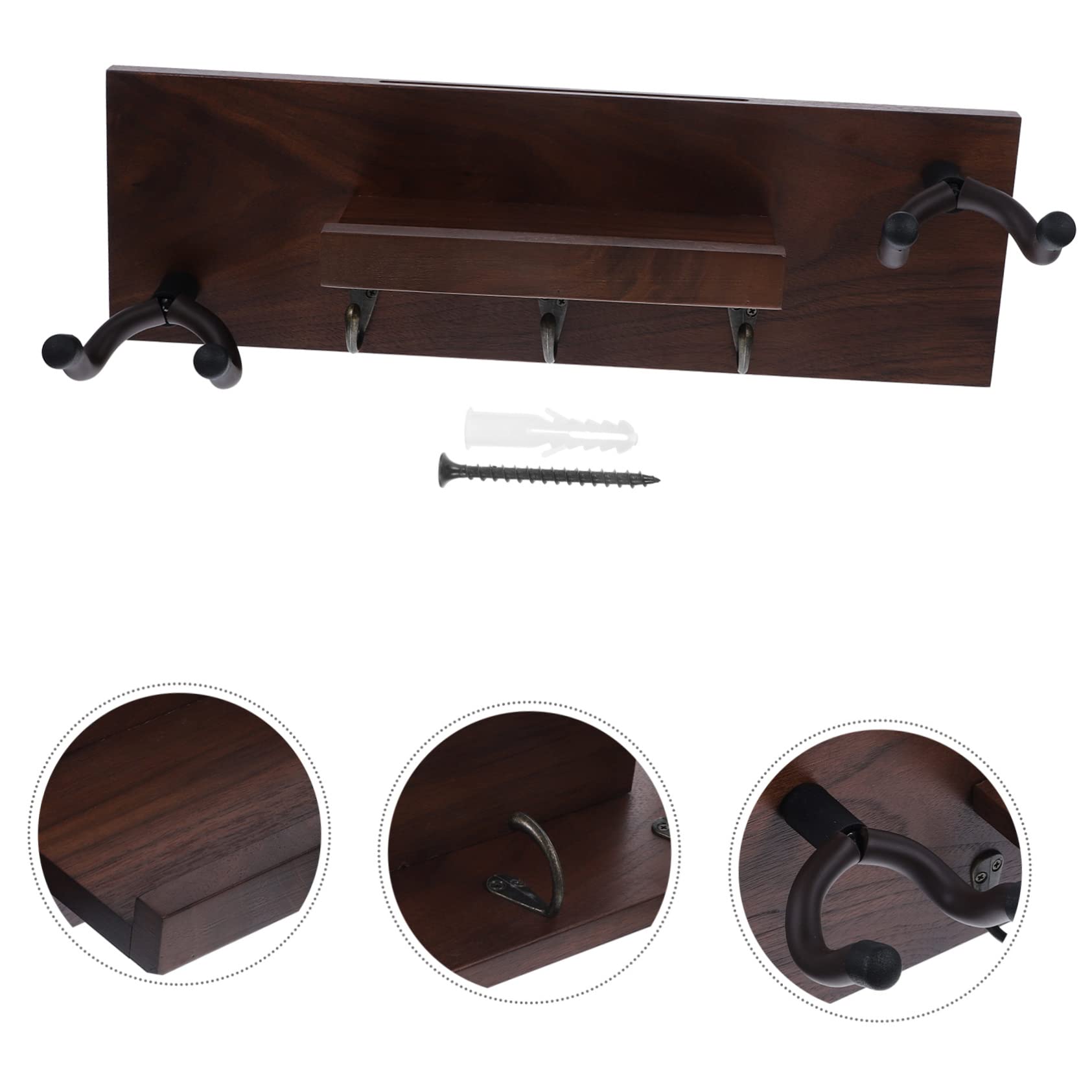 TOYANDONA Supporto per Chitarra da Parete 4 in 1, Gancio in Legno | Chitarra Acustica ed Elettrica, Montaggio Semplice, Stabile, Non Lascia Segni, Finitura Protetta