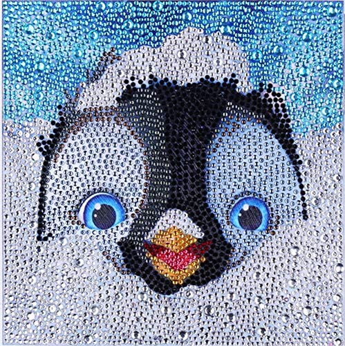 ZSNUOK 5D DIY Diamond Painting by Number Kit for Adults or Kids, Full Special Shaped Drill Embroidery Art Craft Mosaic Making Supplies Paint with Diamonds for Home Wall Decor Cute Penguin 10x10 inches