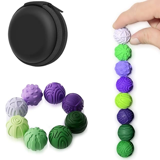 Echehi Bolas Magneticas de Silicona Silenciosas para Adultos y Niños, 8 Juguetes sensoriales con Texturas