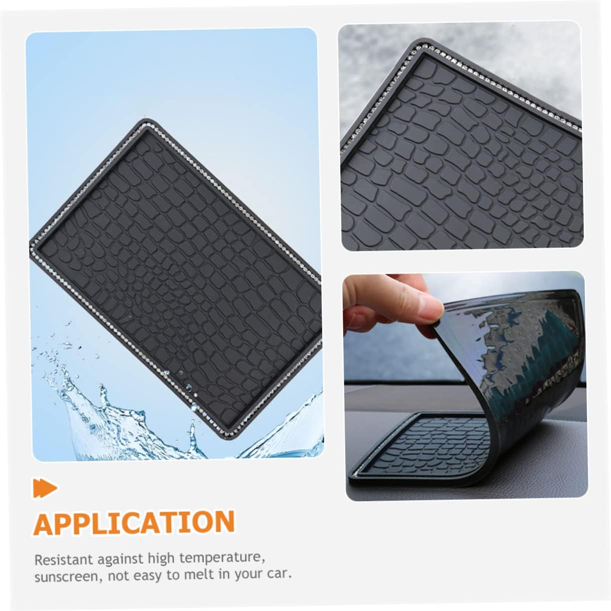 Mikinona Car Non-Slip Dashboard Pad Premium PVC Anti-Slip Mat for Phone and Accessories Washable Reusable Flexible High-Temperature Resistant Stylish Interior Adornment for Vehicles