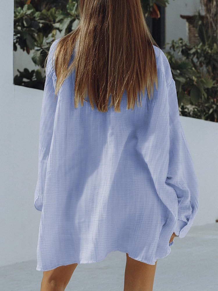 Fixmatti Women 2 Piece Outfits Long Sleeve Button Down Blouse and Shorts Sweatsuit Sets - Image 6