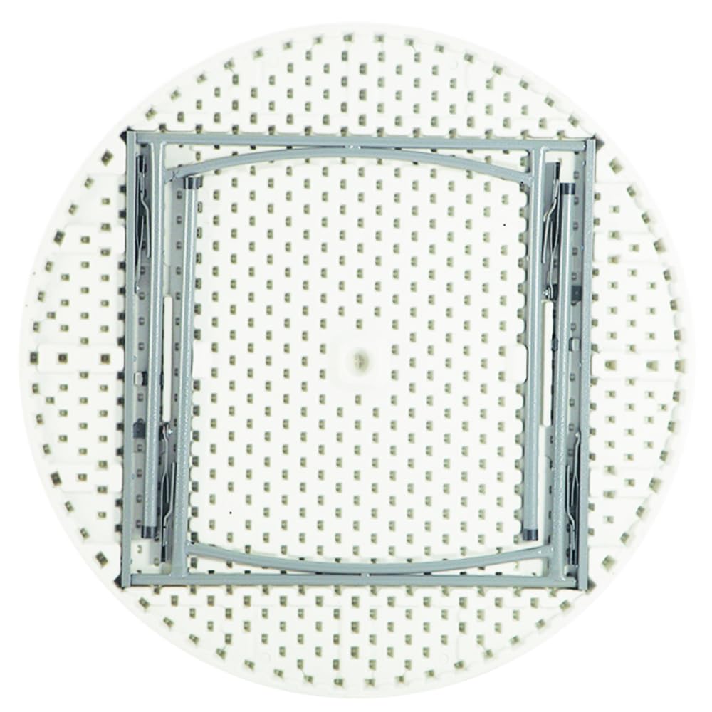 VERDELOOK | Tavolo Rotondo, Ø120 H74 cm, Bianco, Catering, in Plastica HDPE con Struttura in Metallo Verniciato Pieghevole, Facile da Trasportare, da Giardino e Eventi