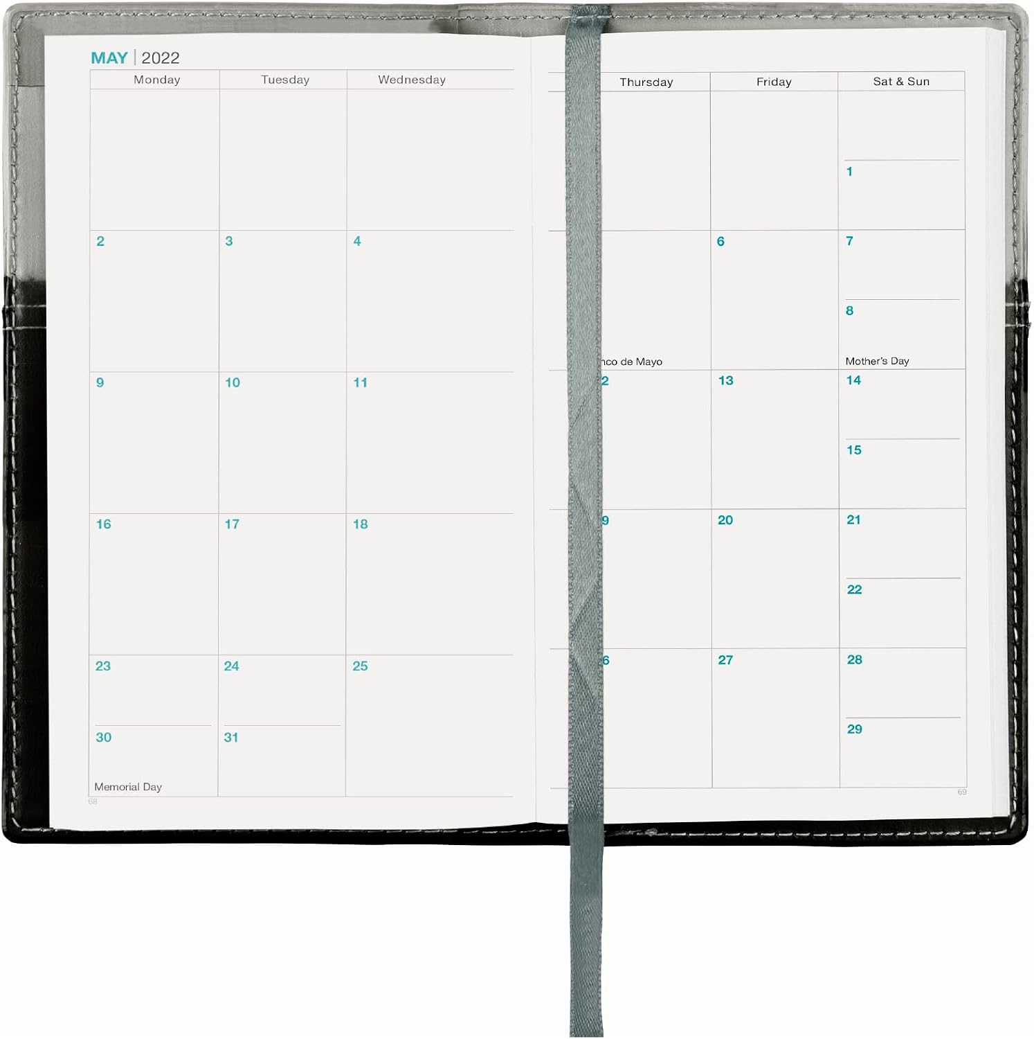 Global Printed Products 2022 Pocket Planner/Pocket Calendar: Includes 14 Months (November 2021 to December 2022) / 2022 Weekly Planner/Weekly Agenda/Monthly Calendar Organizer (Black/Grey - Pack of 1)