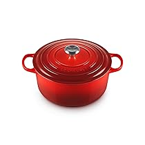 Le Creuset Cocotte rotonda Evolution in ghisa vetrificata con Coperchio, diameter 28 cm, Ciliegia, 21177280602430