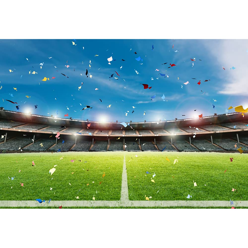 Aoihrraan 3,5x2,5m Calcio Campo Sfondo Calcio Corte Paillettes Faretti Stadio Partita Fotografia Sfondo Sport Tema Festa Arredamento Banner Ragazzi Compleanno Video Ritratto Foto Studio Prop