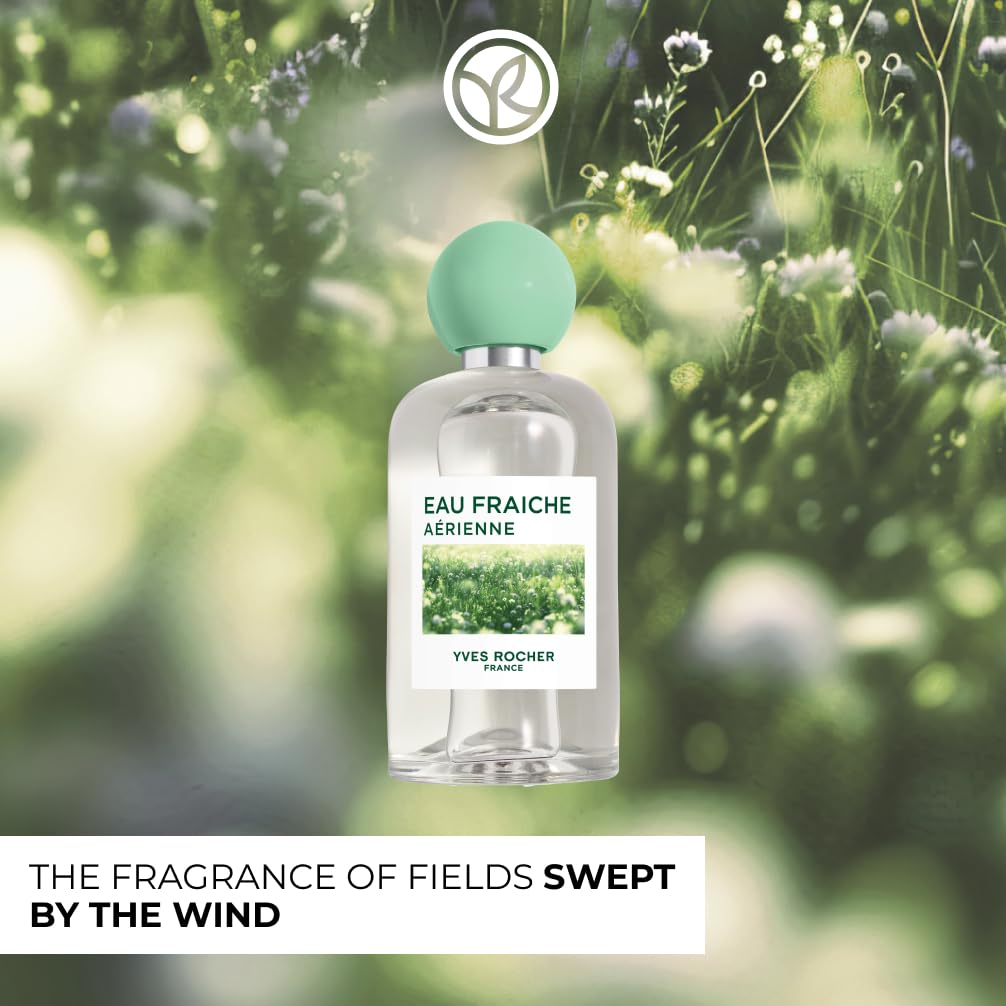 Yves Rocher Eau Fraîche Aérienne - Menthe & Zedrat - Eau de Toilette - Fresco e verde - Profumo verde agrumato - Vegano - 98% ingredienti di origine naturale - 100 ml | Eau de Toilette per Donna fragranza agrumata verde con menta e cedro - Vegano e legger