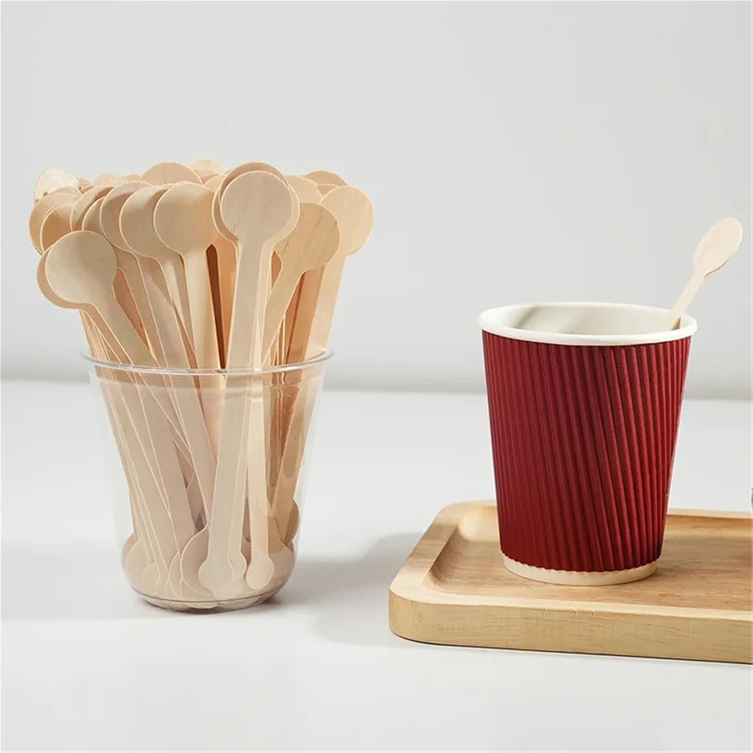 200Pcs Coffee Stir Sticks Wooden Coffee Stirrers Round Biodegradable Hot Cold Drinking Stirs Beverage Stir Sticks(18cm-round)