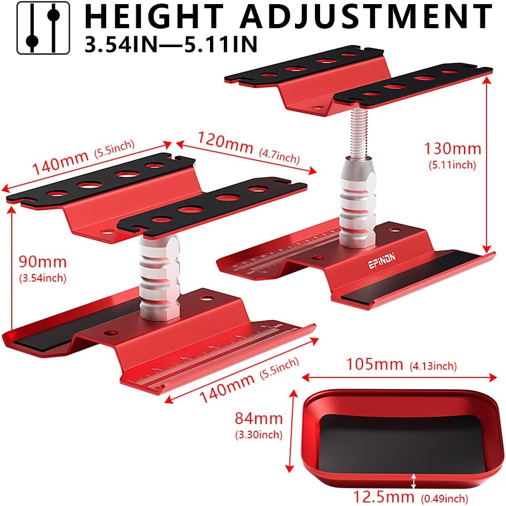 RC Car Stand RC Work Stand RC Car Repair Work Stand with RC Screwdriver Kit and 710 PCS RC Screws Kit and Screws Pallet for 1/8 1/10 1/12 1/16 1/18 RC Car Truck Crawler (Red)