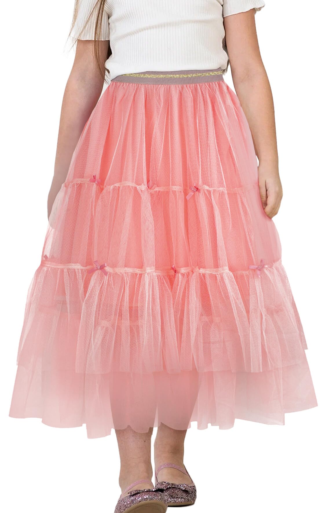 Happy Cherry - Lange tutu tule rok voor kinderen, hoge taille, A-lijn Happy Cherry - Lange tutu tule rok voor kinderen, hoge taille, A-lijn