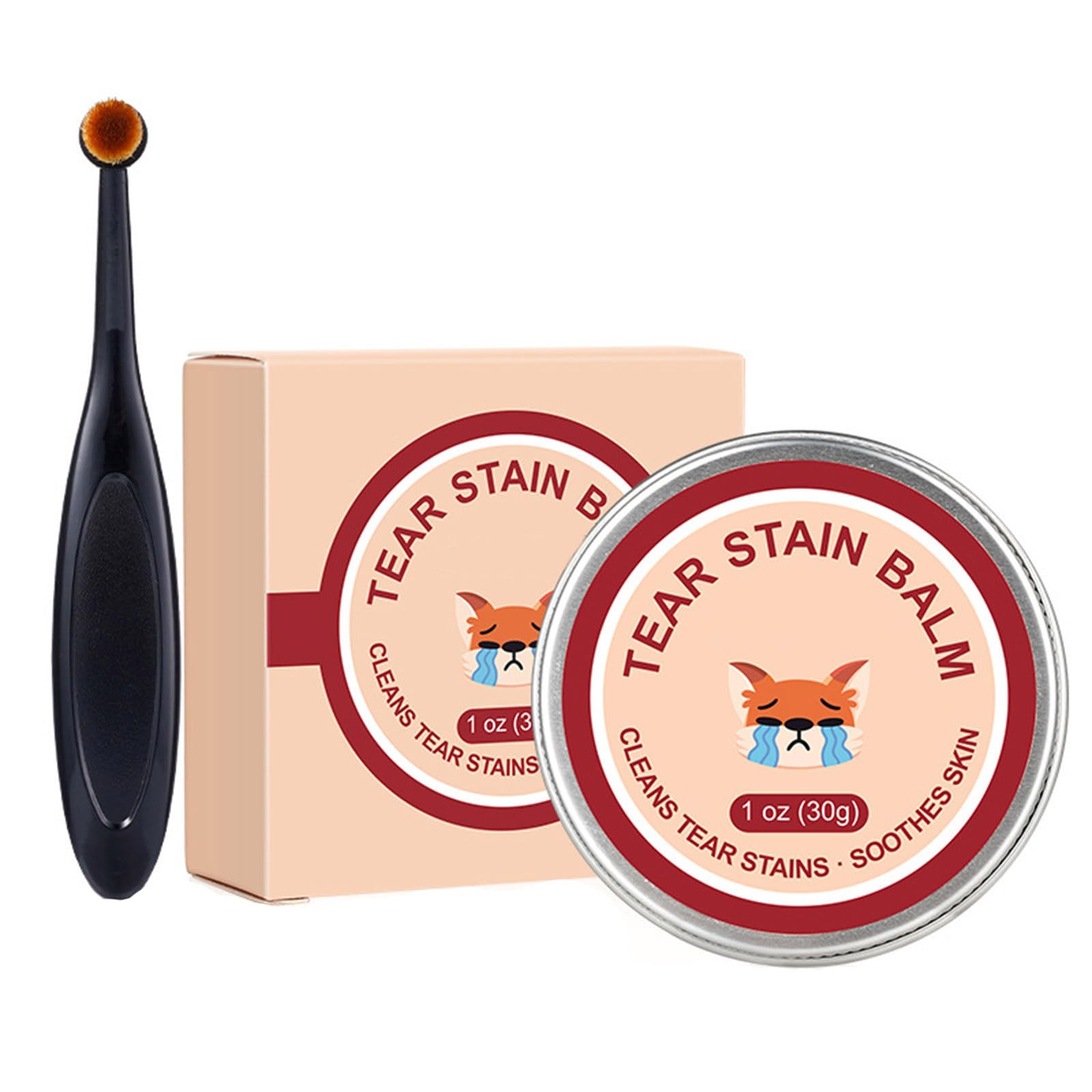 Tear Stain Remover Balm, Natural Tear Stain Remover Ointment for Pets with Professional Brush, Effective Eye Care for Dogs and Cats, Removes Tear Stains, Reduces Redness & Protects Eyes