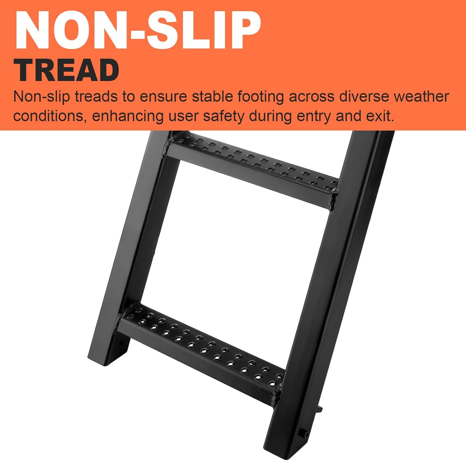 3-Rung Truck Retractable Steps for Pickup Trailer Bed Stepper Non-Slip Tread L-Shaped Bracket Black Flatbed Truck Hitch Ladder Universal