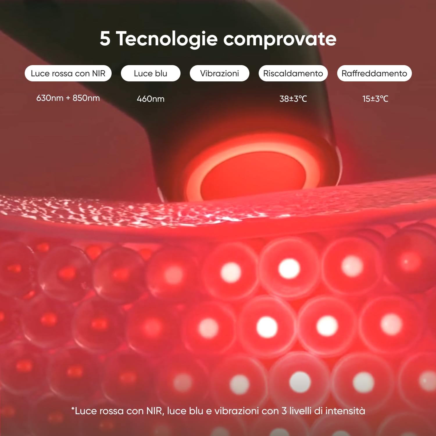 Nanoleaf Massaggiatore Viso 6-in-1, Fototerapia con Luce Rossa + NIR/Blu, Raffreddamento, Riscaldamento o Vibrazione, Dispositivo Portatile per Lifting e Rassodamento di Viso e Collo