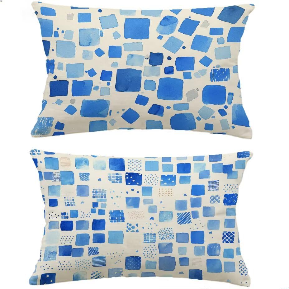 Housses de coussin de jardin 50x70 bleu imperméables - 2