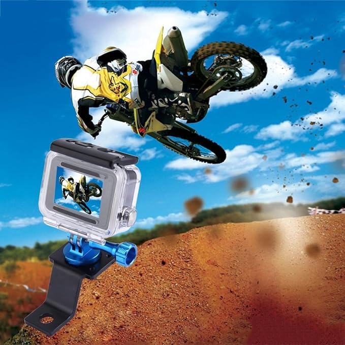 Image of SJCAM MB-1 Motorcycle Adapter Mount | Fixed Metal Bike Holder Mount for GoPro Hero New 2018 12 /11 /6 /5 /4 Session Black 3+ /3 /2 /DJI Sports Action Camera | Black /Blue