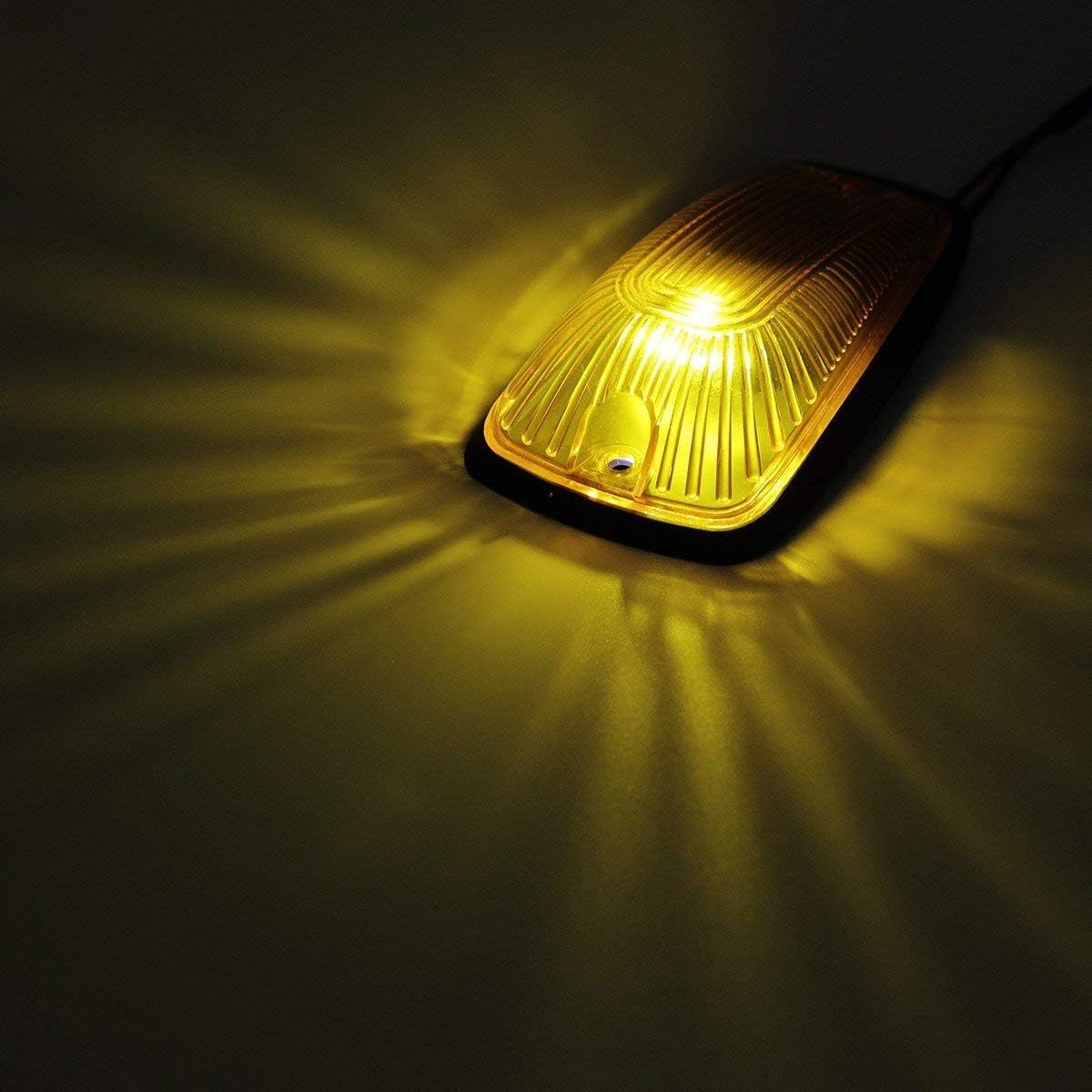 5pcs Amber Cab Maker Roof Running Clearance Light Cover + White T10 5050 LED Light Bulbs Replacement For 1988-2002 GMC Chevy C1500 C2500 C3500 K1500 K2500 K3500 Pickup (Amber Cover & White LED)