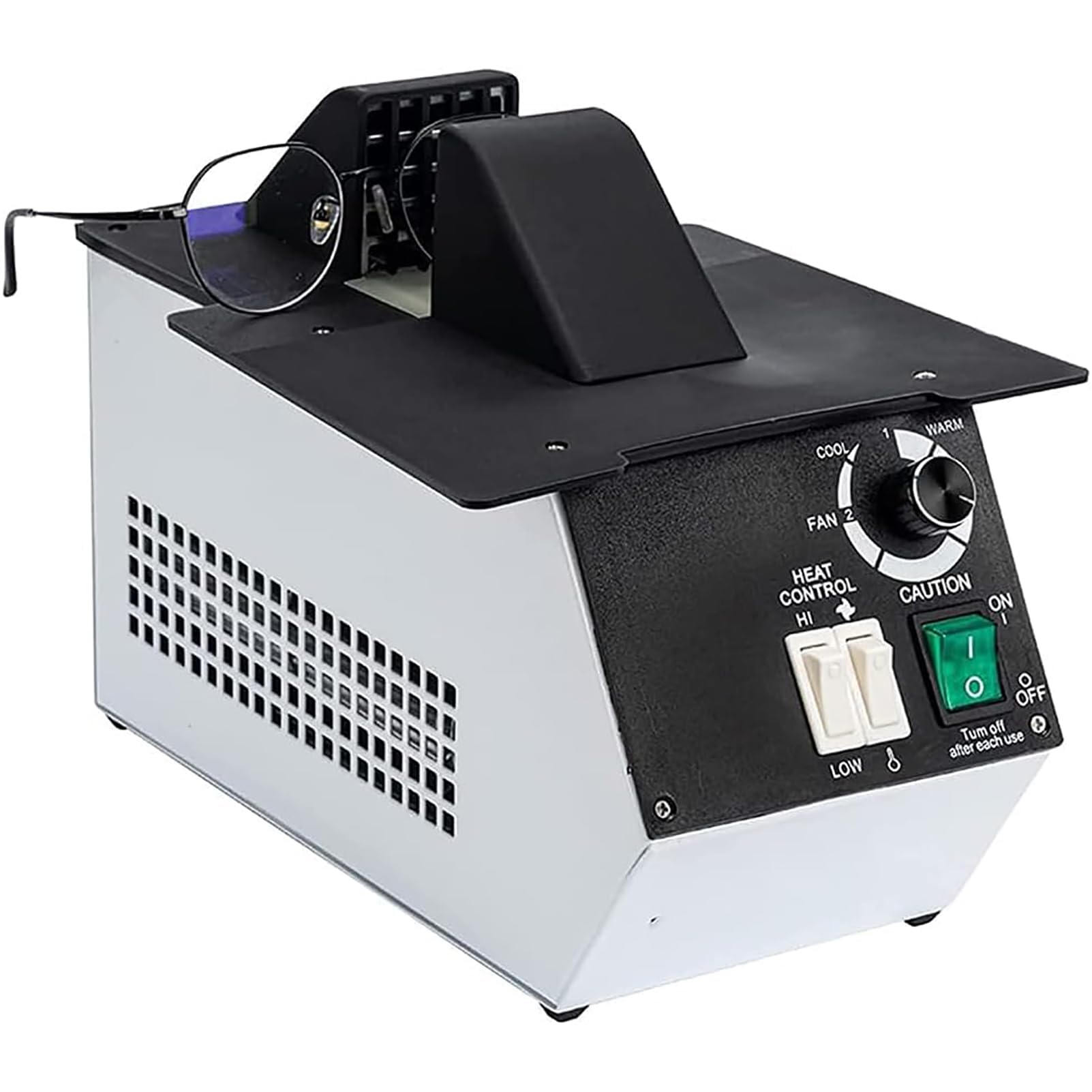 Podgrzewacz oprawek okularów optycznych, sprzęt do podgrzewania okularów o mocy 1500 W, regulacja temperatury 80℃-170℃, przełączanie gorącego i zimnego powietrza, dla przemysłu i sklepu zajmującego