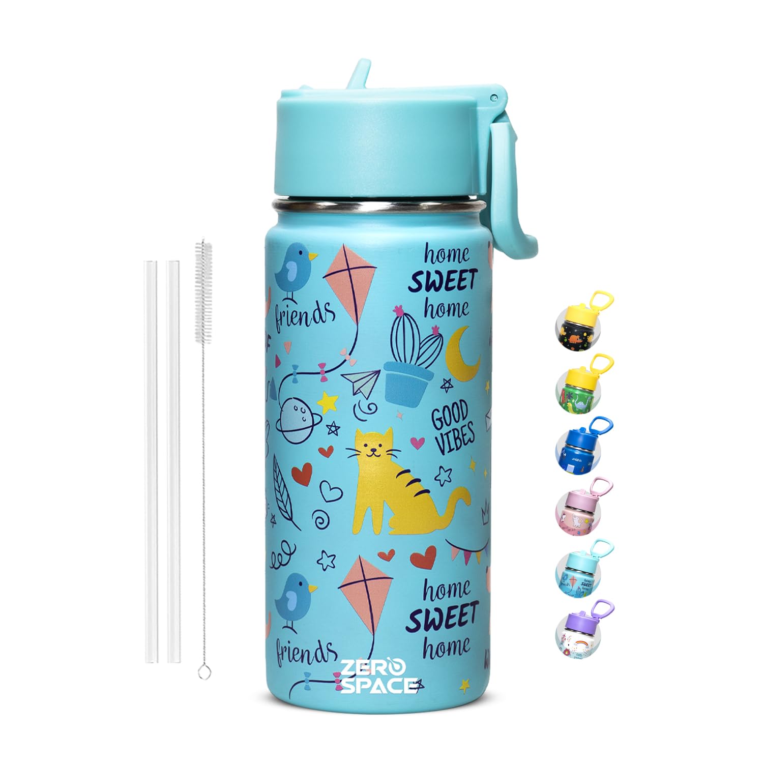 ZeroSpace Water Bottle for Kids, 500ml Bottle for School, Stainless Steel Water Bottle for Kids, Double Wall Insulated Water Flask, BPA Free Steel Bottles (Sky Blue)