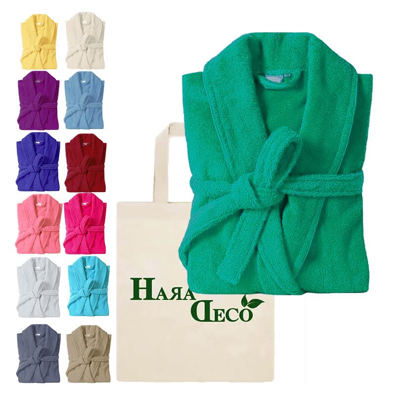 HaraDeco Albornoz Rizo Americano Algodón Natura 380gsm para Hombre