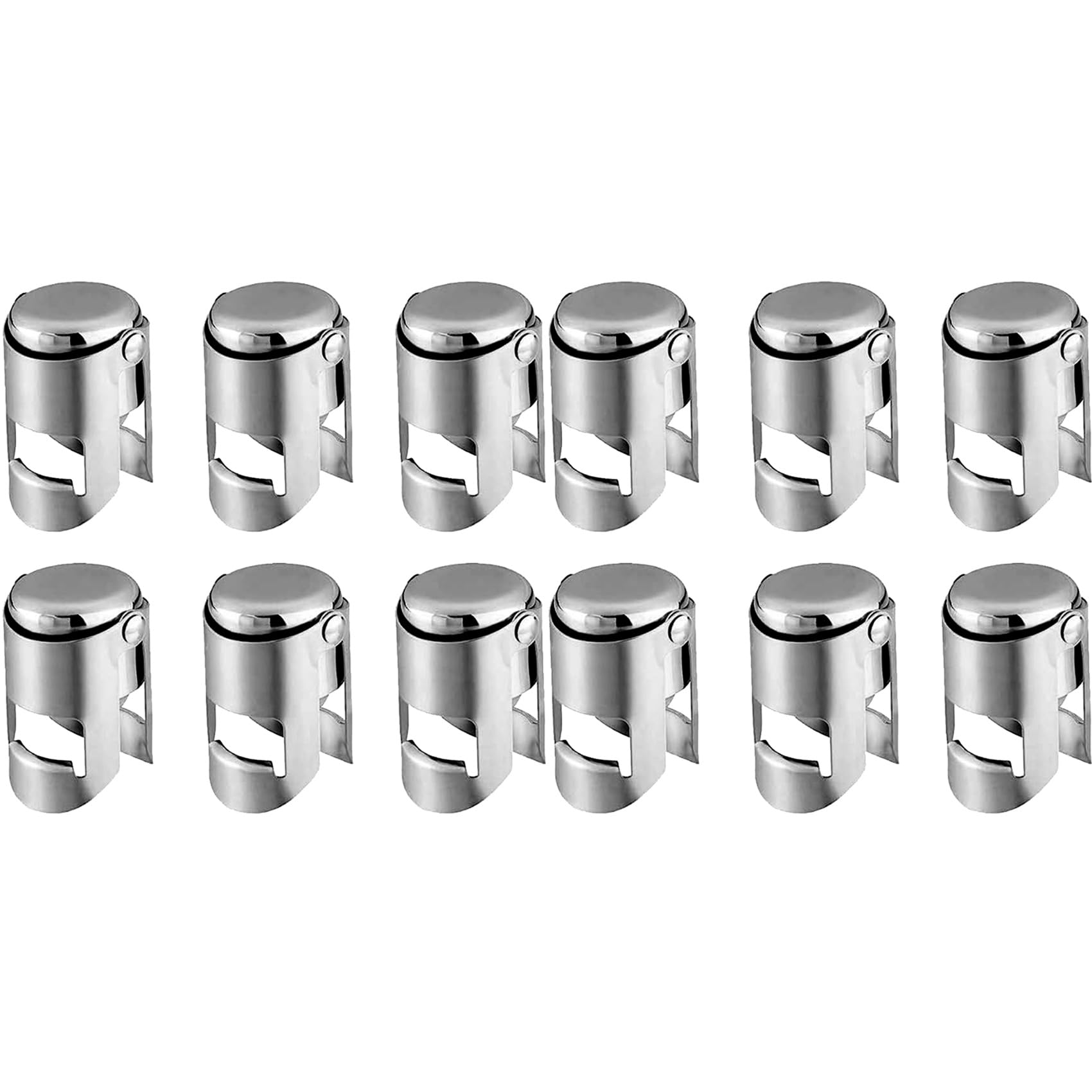 Hndhbfgrt Stainless Steel Champagne Stopper, Sealer, Cork, Saver (Pack of 12)
