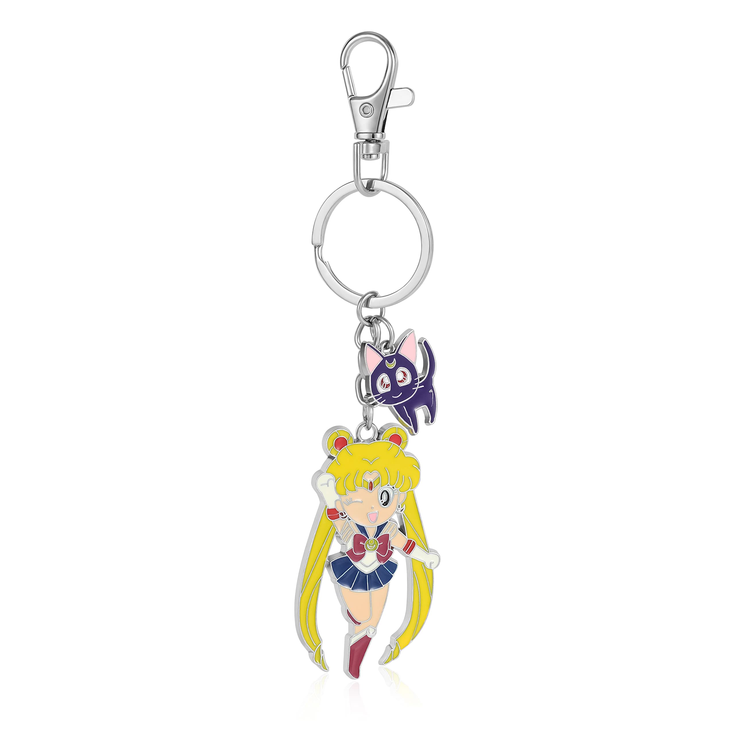 Buleens Sailor Moon Keychain for Women Attack on Titan Keychains Men Anime Aot Key Chain Sword Art Online Boy Stainless Steel