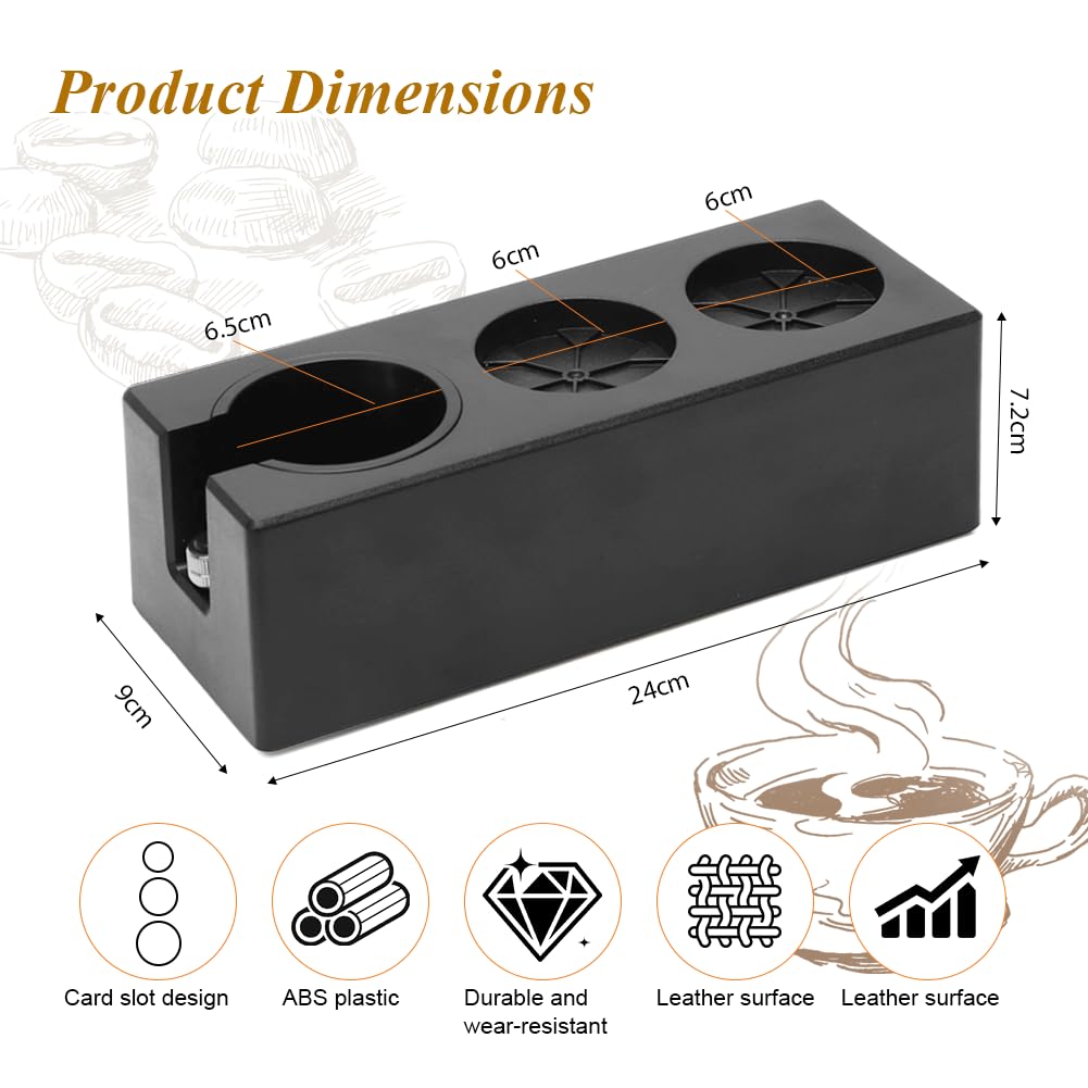 Stazione Tamper 51–58 mm per Portafiltro, Stazione Tamper Regolabile in Altezza in ABS, Stazione Antiscivolo Barista con 3 Fori per Tamper, Leveler, Strumento WDT e Accessori caffè