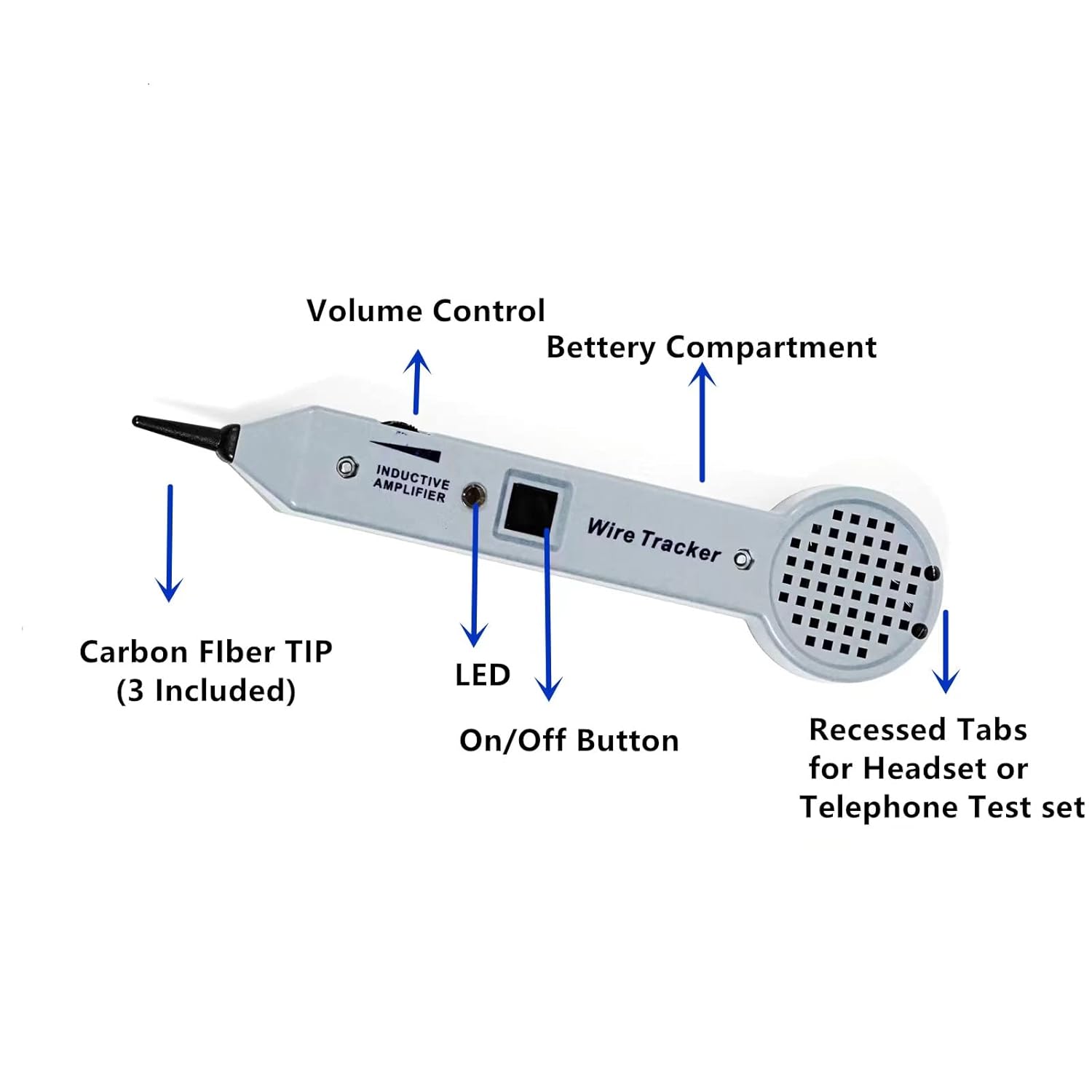 Tone Generator Kit, Wire Tracer Circuit Tester, 200EP High Accuracy Cable Toner Detector Finder Tester, Line Finder,Inductive Amplifier, Probe Kit with Adjustable Volume for Network Cable Collation