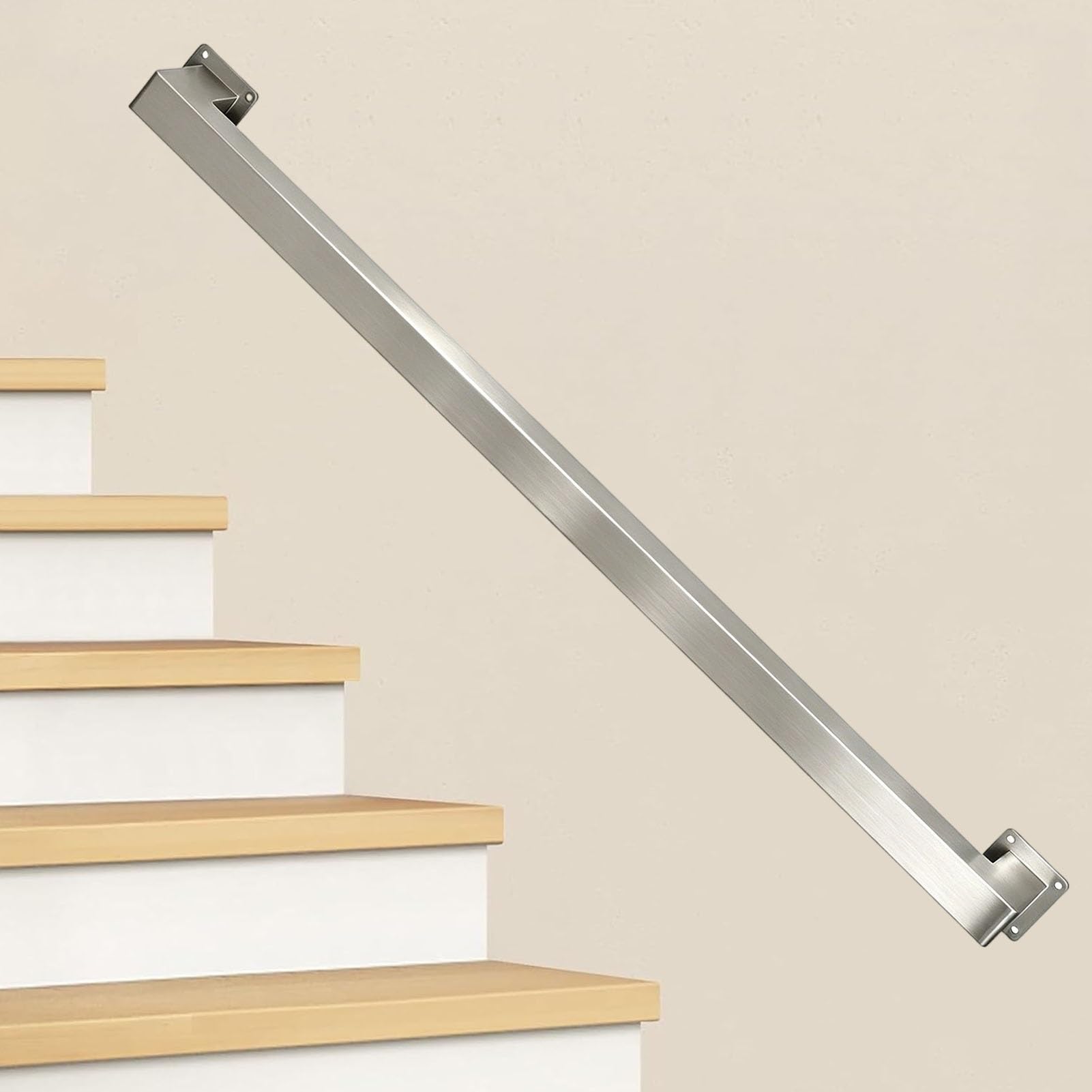 Junvstor Stairs Handrail Stainless Steel 60cm 80cm 120cm 2m 3m 6m Wall Mount Staircases Banister Hand Rails Safety Support Kit - Stairway Railing Indoor Outdoor Grab Rail(11ft/330cm)