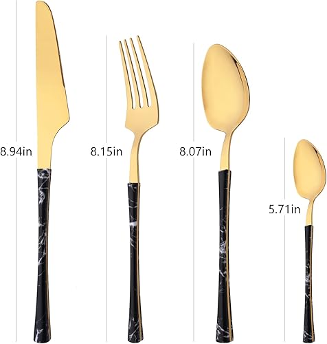 Miniatura 5 de Juego de cubiertos de 24 piezas para 6, cubiertos de acero inoxidable para el hogar, restaurante, hotel, juego de utensilios de cocina con mango de