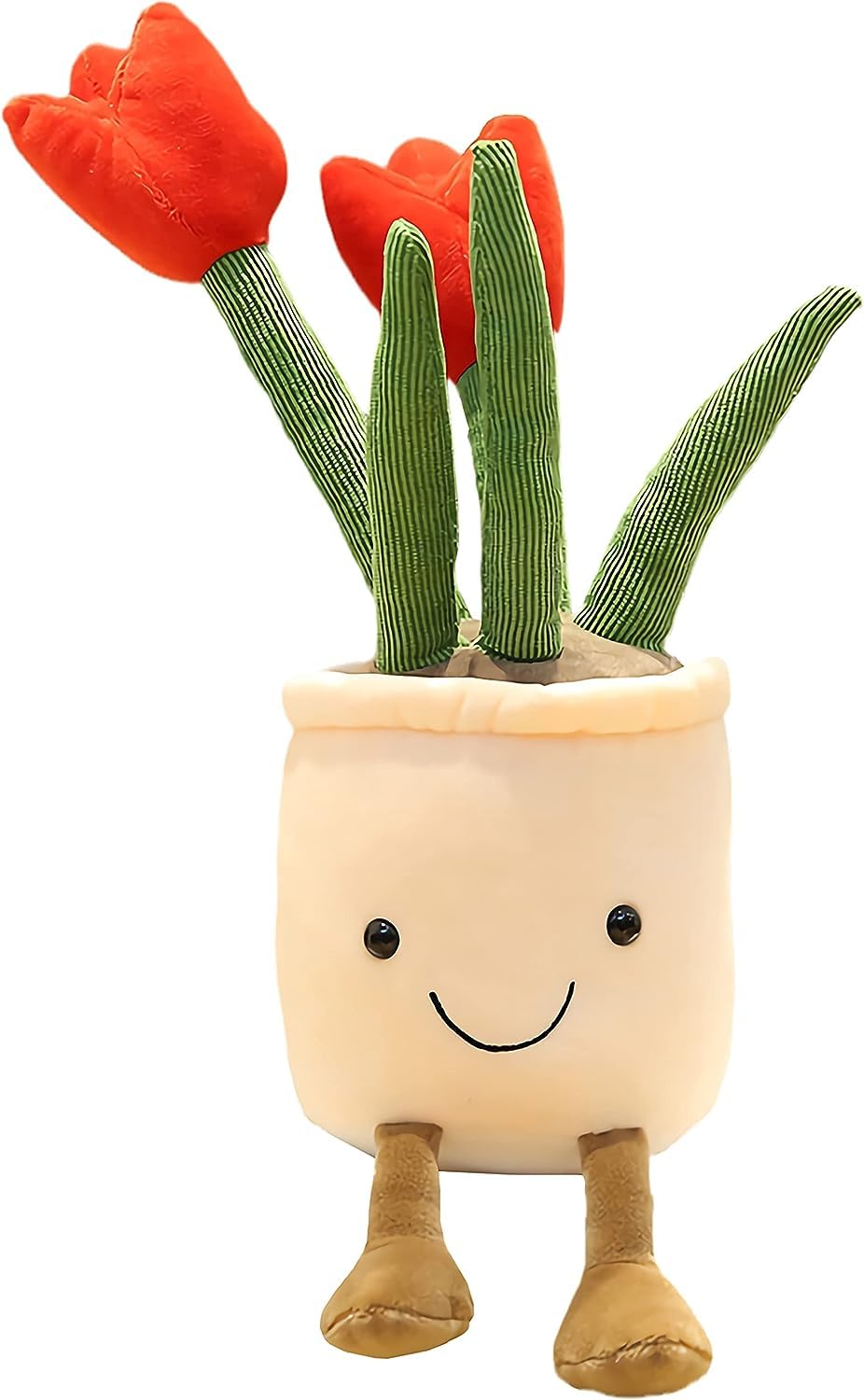 Red Tulip Plush Toy - 13.7" Cute Flower Pillow & Stuffed Animal, Funny Plant Plush for Nature Room Decor