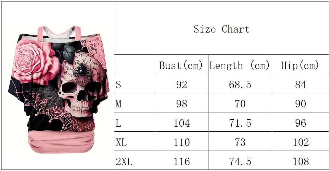 Punk Skull Art Print Women's Loose T-Shirt Elegant T Shirts Summer Tops - Image 4