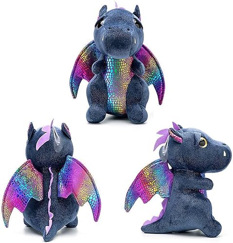 Miniatura 5 de YUKOUQIAN Juguete de peluche de dragón de 10 pulgadas, regalo para niñas y niños de Navidad (dragón negro, 9.8 in)