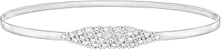 SANSTHS Silver Rhinestone Elastic Waist Belt for Women - Stretchy Skinny Metal Chain Belt for Dresses, Weddings, Parties
