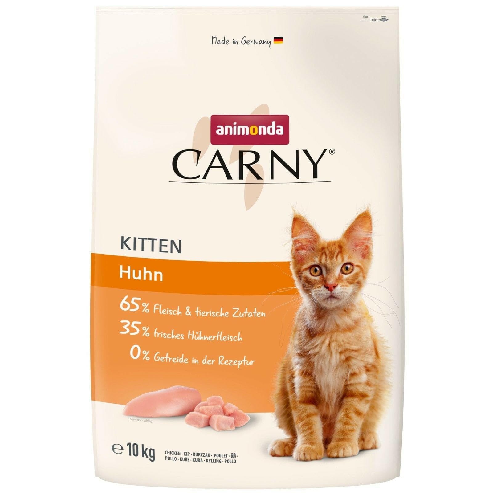 animonda Carny Nourriture pour Chat Kitten - Croquettes Chat sans Sucre et sans céréales - avec Poulet 1 x 10 kg