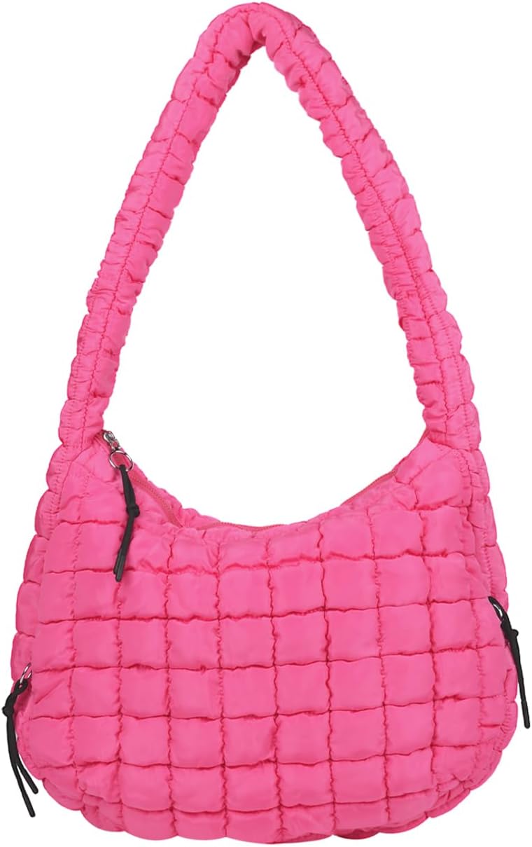 Puffer Tote Bag for Women, Large Puffy Quilted Crossbody Purse with Zipper Lightweight Shoulder Bag Handbag | Large, Puffy, Quilted, with Zipper, Lightweight
