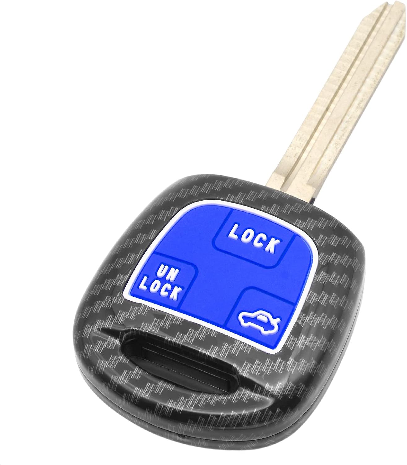 Smart Key Fob Case Cover Compatible with Toyota Land Cruiser FJ Cruiser Lexus Es300 Ls430 Lx470 Rx300 Rx330 Rx350 Rx400h Black Carbon Fiber Pattern ABS Silicone Rubber Night-Luminous Blue