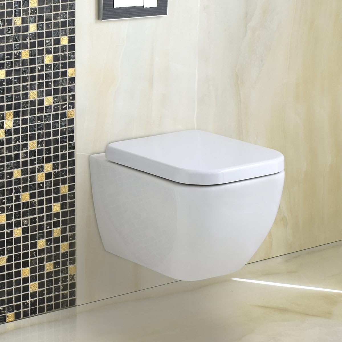 Yellowshop - Sanitari Bagno Sospesi Filo Muro Rimless senza brida Modello Klass Vaso Wc + Coprivaso Soft Close + Bidet