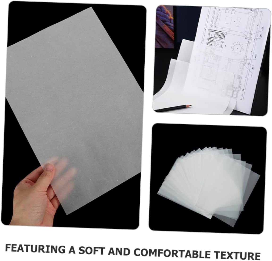 Artibetter 50pcs Tracing Paper Pad White Translucent Drawing Paper for Crafts Invitations and Printing for Artists Designers and Students