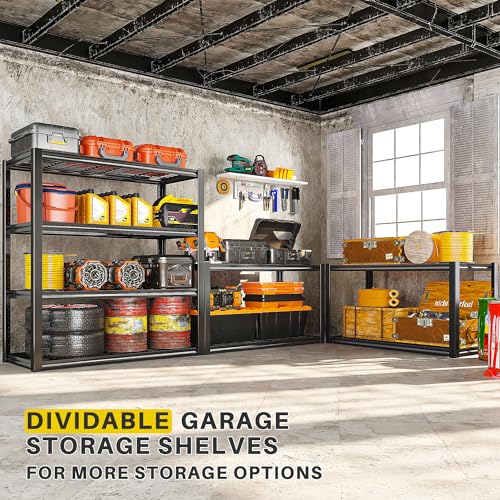 REIBII 40" W Storage Shelves 2200LBS Garage Shelving Heavy Duty Metal Shelving Adjustable Metal Shelves Industrial 4 Tier Shelf for Warehouse Basement Pantry Kitchen 40" W x 19.7" D x 59.9" H Black - Thumbnail 4