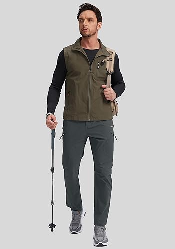 Miniatura 6 de Pudolla Pantalones ligeros de senderismo para hombre con 7 bolsillos, de secado rápido, resistentes al agua, pantalones para pesca y viajes
