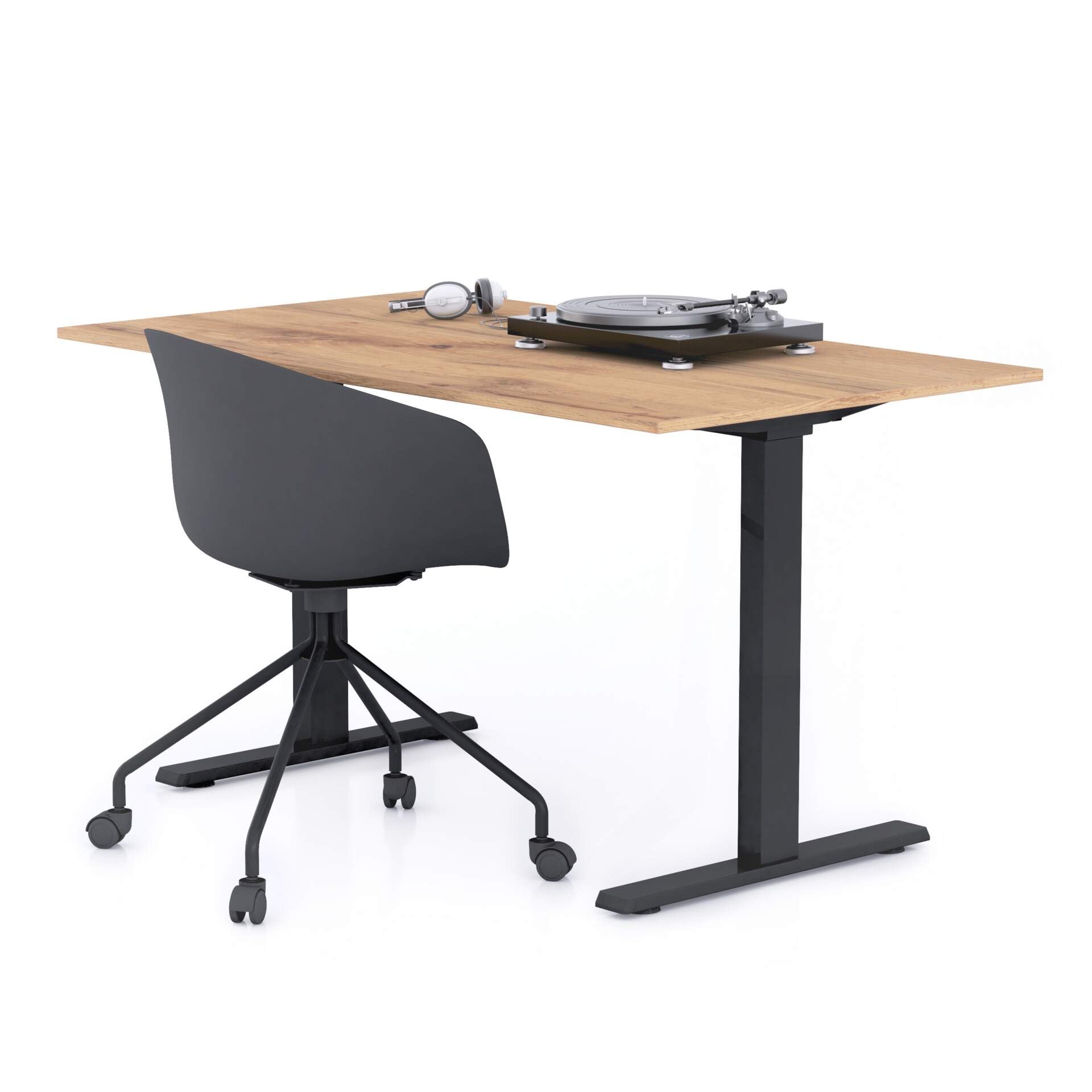 MOBILI FIVER, Escritorio Clara 140x80 Madera rústica con Patas Negras, Aglomerado y Melamina/Aluminio/Acero, Mesa Escritorio para Oficina