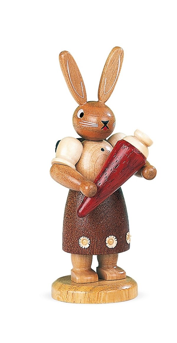 Les lièvres instruisent débutant figurine en bois brut miniature de 11cm pour décor à peindre
