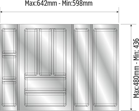 tify Kitchen Drawer Inside Organizer, Spoon Holder 64Cm X 48Cm Sides And Can Be Cut From Length 4Cm, Anthracite