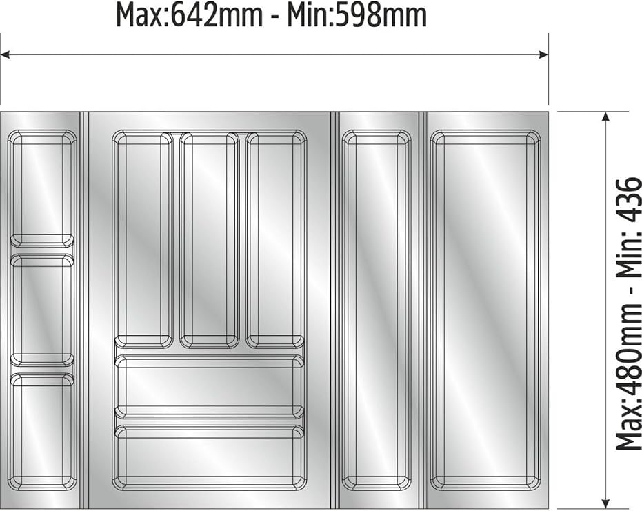 tify Kitchen Drawer Inside Organizer, Spoon Holder 64Cm X 48Cm Sides And Can Be Cut From Length 4Cm, Anthracite